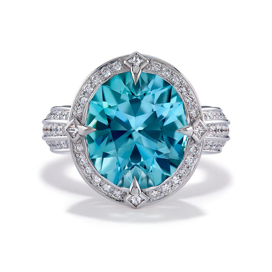 Paraiba Tourmaline Ring with D Flawless Diamonds set in 18K White Gold