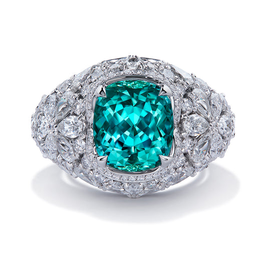 Paraiba Tourmaline Ring with D Flawless Diamonds set in Platinum