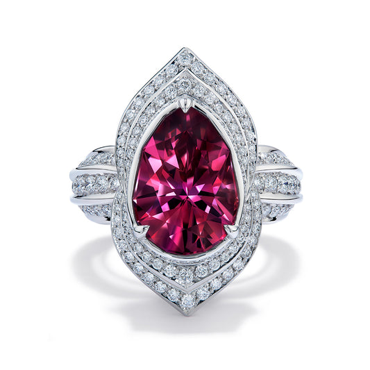 Balas Spinel Ring with D Flawless Diamonds set in Platinum