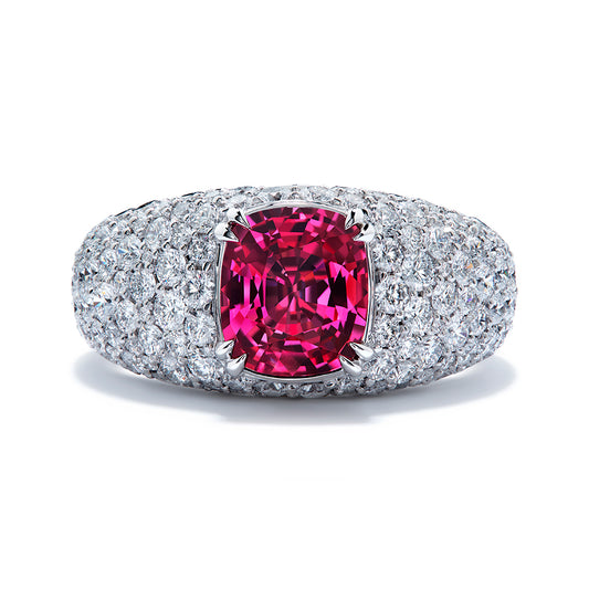 Neon Jedi Spinel Ring with D Flawless Diamonds set in 18K White Gold