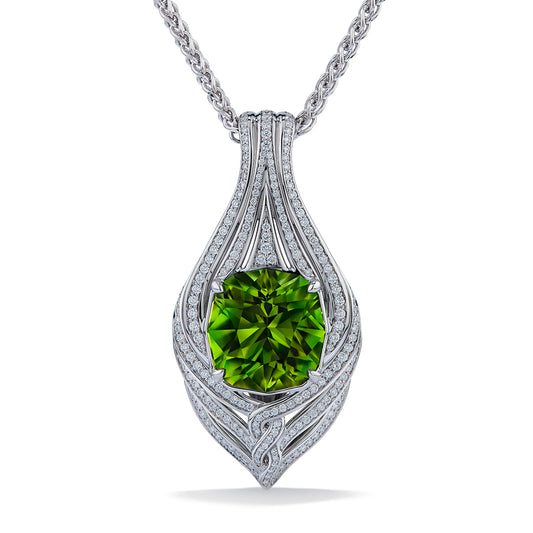 Paraiba Tourmaline Necklace with D Flawless Diamonds set in 18K White Gold