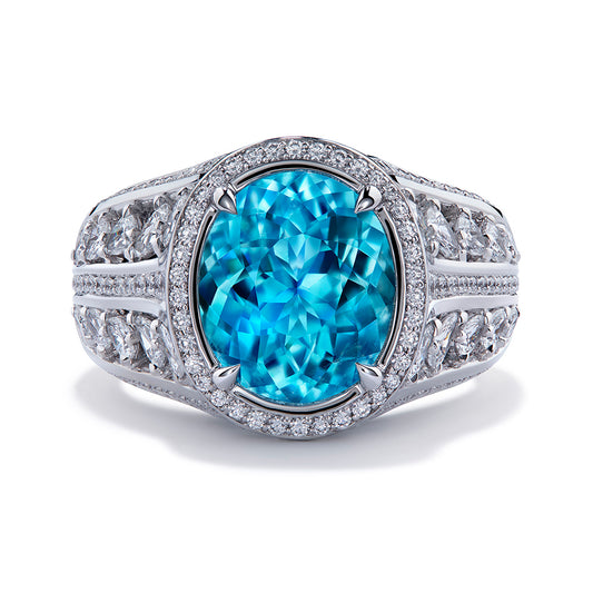 Paraiba Tourmaline Ring with D Flawless Diamonds set in 18K White Gold