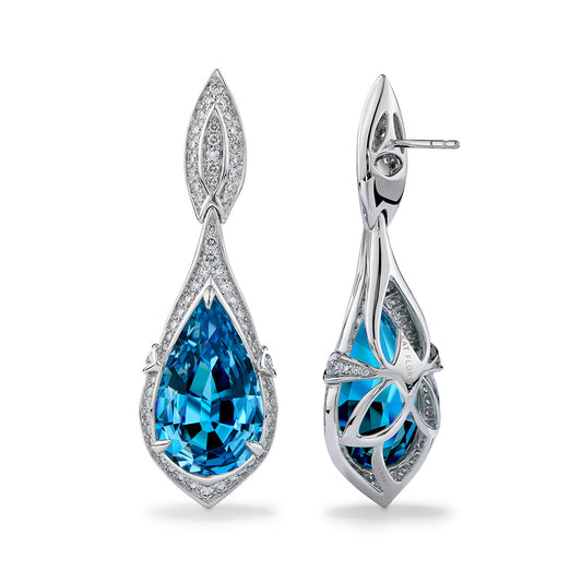 Santa Maria Aquamarine Earrings with D Flawless Diamonds set in 18K White Gold