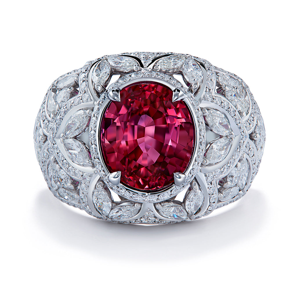 Unheated Jedi Ruby Ring with D Flawless Diamonds set in 18K White Gold