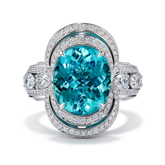 Paraiba Tourmaline Ring with D Flawless Diamonds set in 18K White Gold