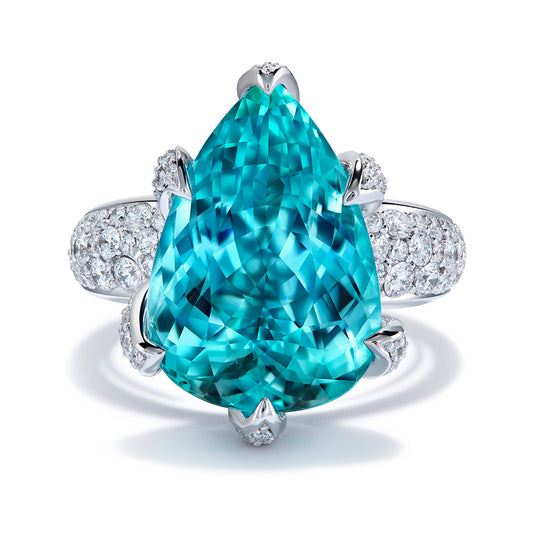 Paraiba Tourmaline Ring with D Flawless Diamonds set in Platinum