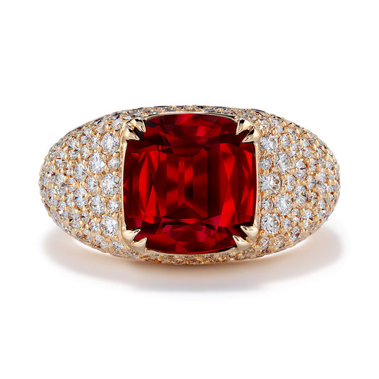 Unheated Pigeon Blood Ruby Ring with D Flawless Diamonds set in 18K Yellow Gold