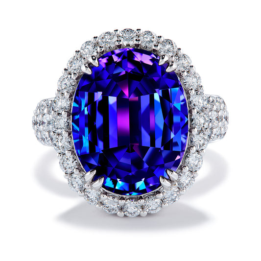 Tanzanite Ring with D Flawless Diamonds set in 18K White Gold