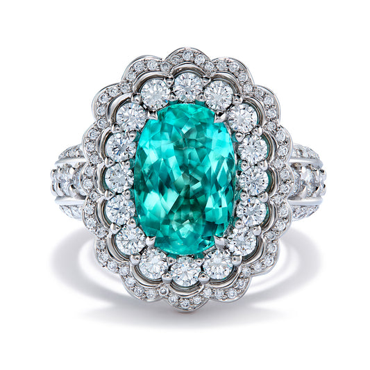 Paraiba Tourmaline Ring with D Flawless Diamonds set in Platinum