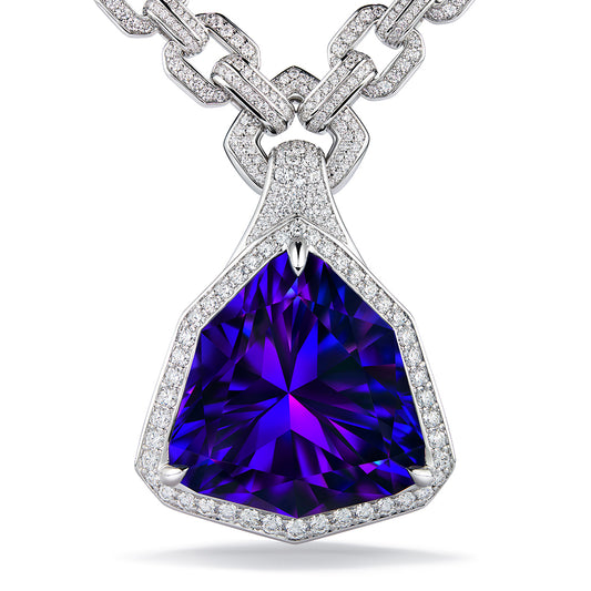 Tanzanite Necklace with D Flawless Diamonds set in 18K White Gold