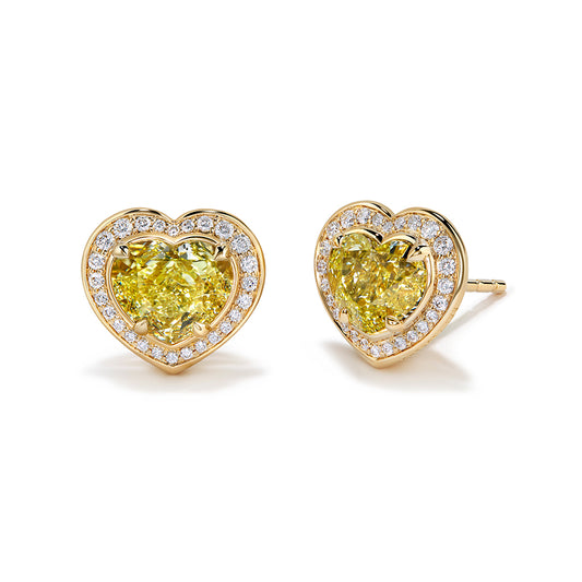 D Flawless Diamond Earrings with D Flawless Diamonds set in 18K Yellow Gold