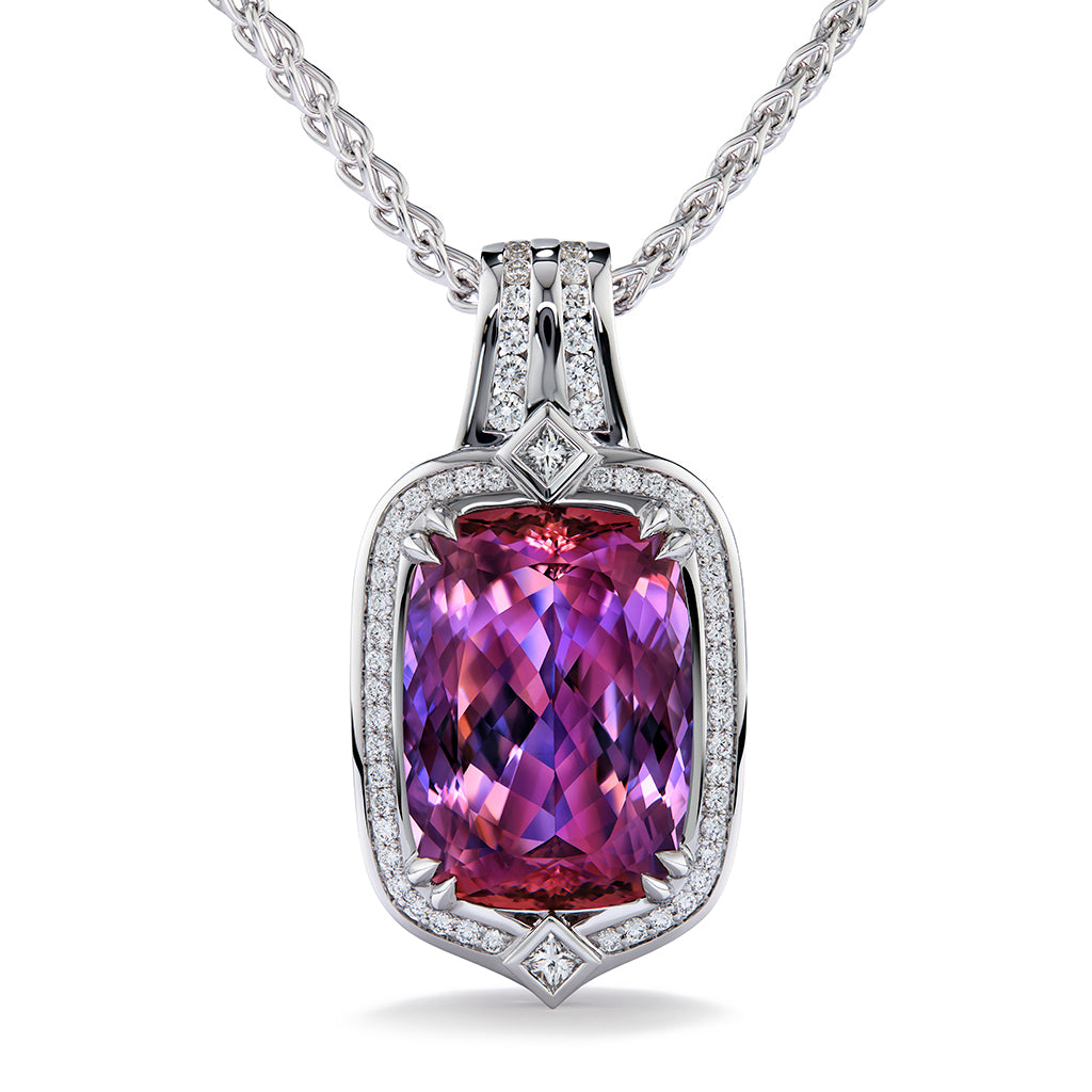 Unheated Paraiba Tourmaline Necklace with D Flawless Diamonds set in 18K White Gold