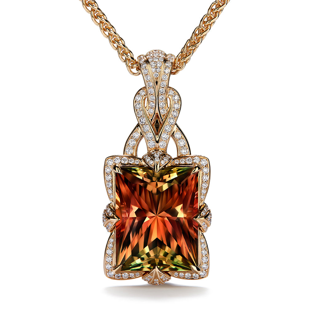 Zultanite Necklace with D Flawless Diamonds set in 18K Yellow Gold