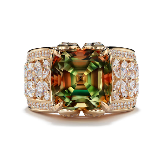 Zultanite Ring with D Flawless Diamonds set in 18K Yellow Gold