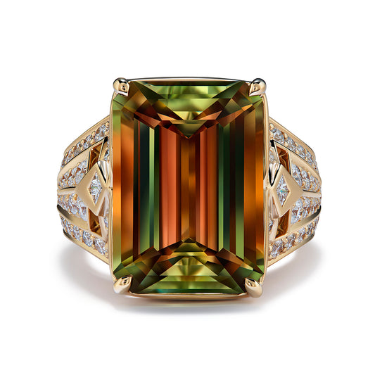 Zultanite Ring with D Flawless Diamonds set in 18K Yellow Gold