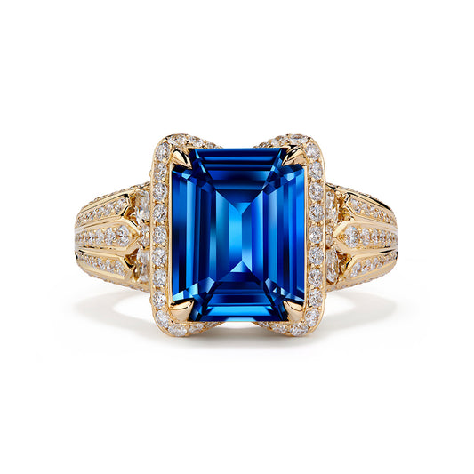 Neon Cobalt Spinel Ring with D Flawless Diamonds set in 18K Yellow Gold