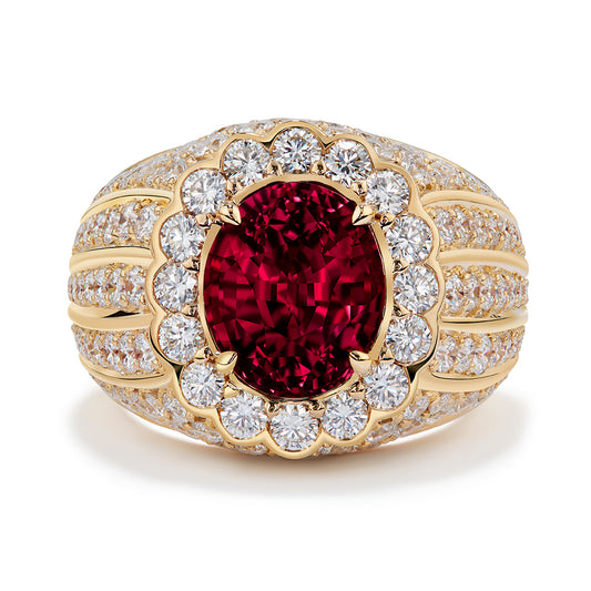 Unheated Didy Ruby Ring with D Flawless Diamonds set in 18K Yellow Gold