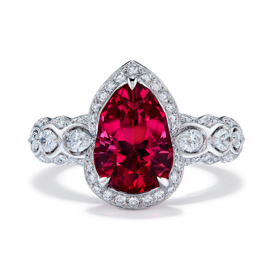 Zambezia Rubellite Ring with D Flawless Diamonds set in 18K White Gold