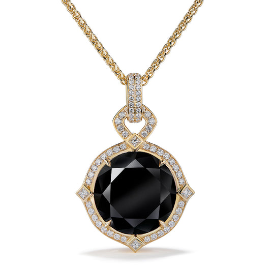 Black Diamond Necklace with D Flawless Diamonds set in 18K Yellow Gold