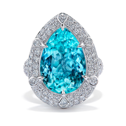 Paraiba Tourmaline Ring with D Flawless Diamonds set in 18K White Gold