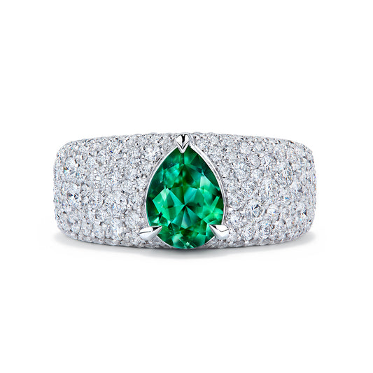 Brazilian Paraiba Tourmaline Ring with D Flawless Diamonds set in 18K White Gold