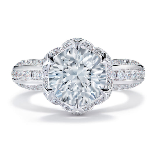 White Zircon Ring with D Flawless Diamonds set in 18K White Gold