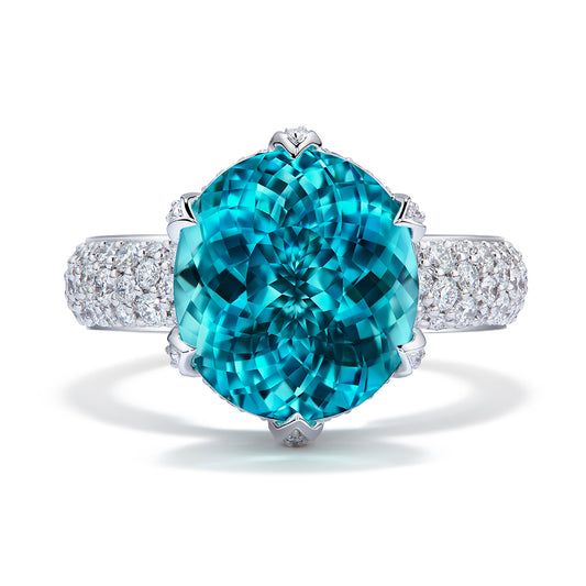 Paraiba Tourmaline Ring with D Flawless Diamonds set in 18K White Gold