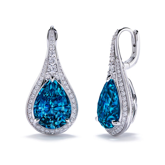 Santa Maria Aquamarine Earrings with D Flawless Diamonds set in 18K White Gold