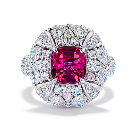 Burmese Jedi Spinel Ring with D Flawless Diamonds set in 18K White Gold