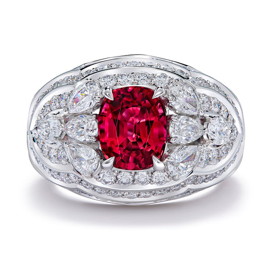 Namya Vivid Jedi Spinel Ring with D Flawless Diamonds set in Platinum