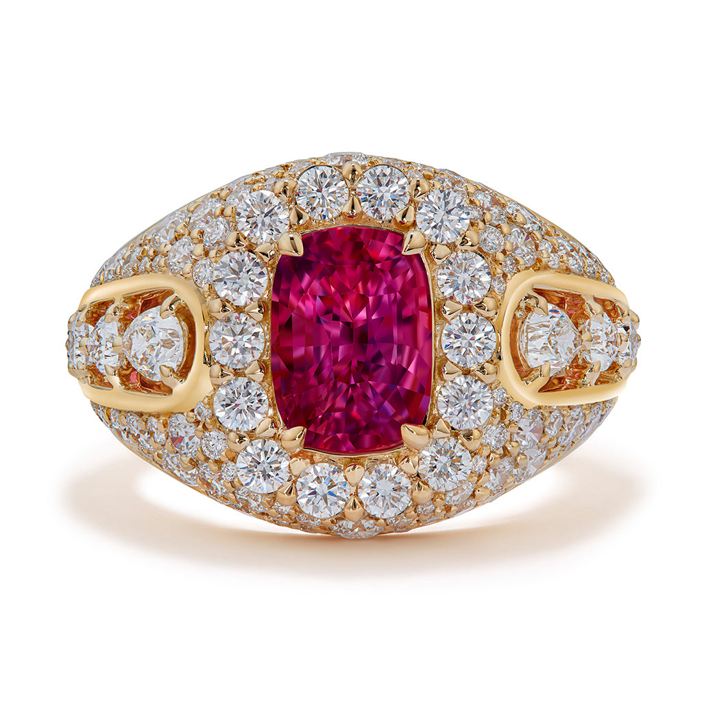 Burmese Jedi Spinel Ring with D Flawless Diamonds set in 18K Yellow Gold