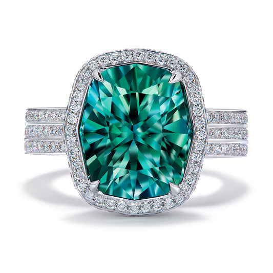 Unheated Paraiba Tourmaline Ring with D Flawless Diamonds set in 18K White Gold