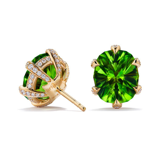 Paraiba Tourmaline Earrings with D Flawless Diamonds set in 18K Yellow Gold