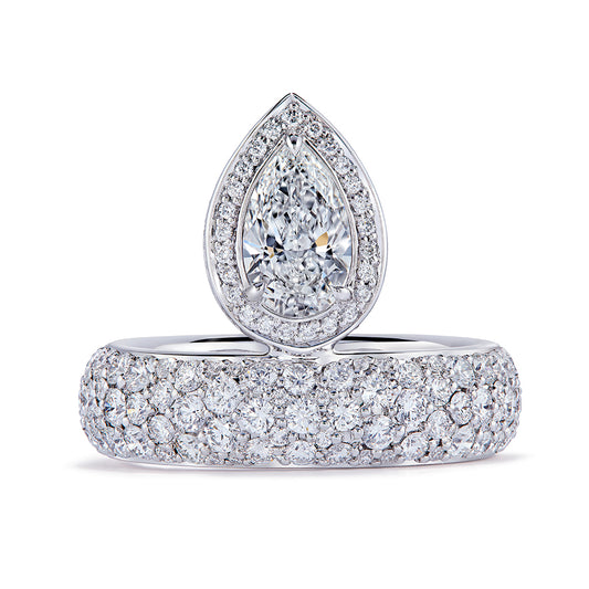 D Flawless Golconda Diamond Ring with D Flawless Diamonds set in 18K White Gold