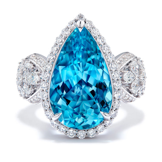 Santa Maria Aquamarine Ring with D Flawless Diamonds set in 18K White Gold