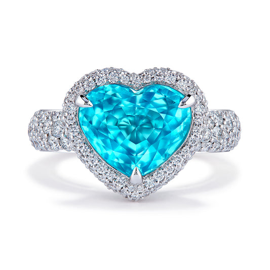 Neon Paraiba Tourmaline Ring with D Flawless Diamonds set in 18K White Gold