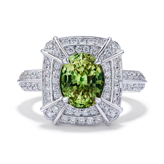 Ceylon Chrysoberyl Ring with D Flawless Diamonds set in 18K White Gold