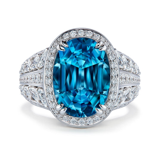 Santa Maria Aquamarine Ring with D Flawless Diamonds set in 18K White Gold