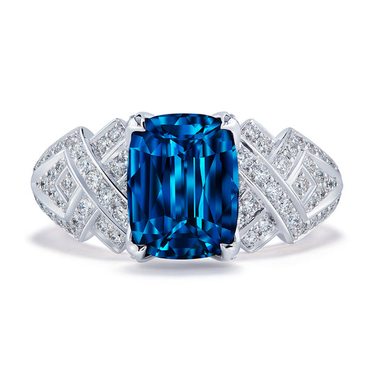 Ceylon Cobalt Spinel Ring with D Flawless Diamonds set in 18K White Gold