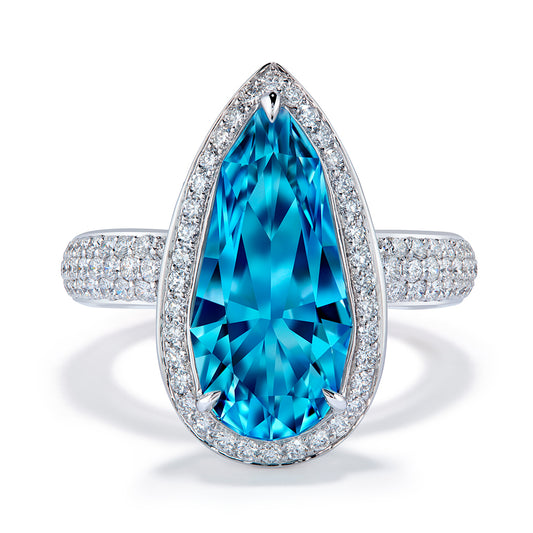 Santa Maria Aquamarine Ring with D Flawless Diamonds set in 18K White Gold