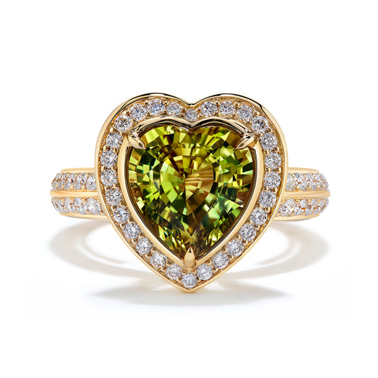 Mali Garnet Ring with D Flawless Diamonds set in 18K Yellow Gold