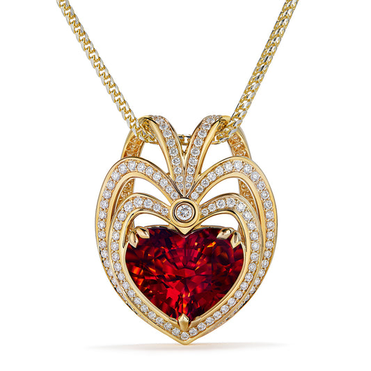 Nigerian Spessartite Garnet Necklace with D Flawless Diamonds set in 18K Yellow Gold