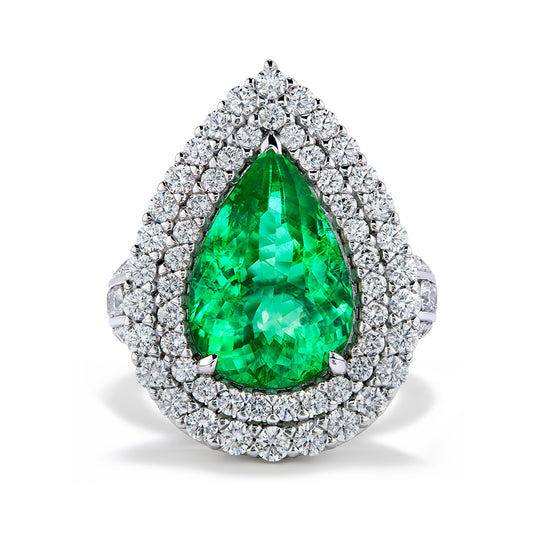 Brazilian Paraiba Tourmaline Ring with D Flawless Diamonds set in 18K White Gold