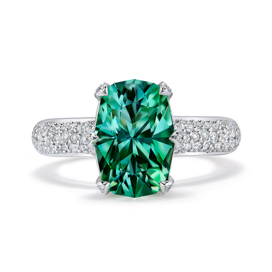 Paraiba Tourmaline Ring with D Flawless Diamonds set in 18K White Gold