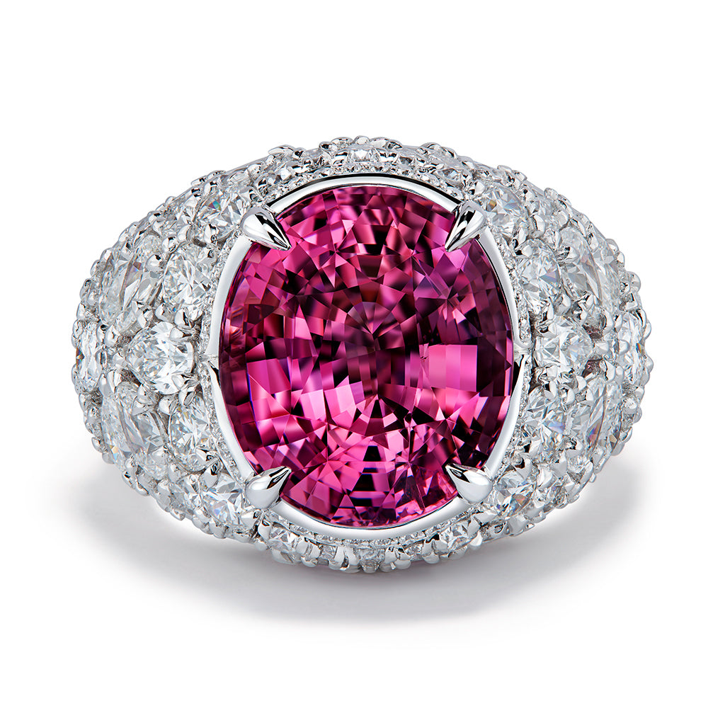 Balas Spinel Ring with D Flawless Diamonds set in 18K White Gold