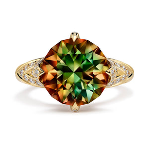 Zultanite Ring with D Flawless Diamonds set in 18K Yellow Gold