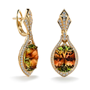 Zultanite Earrings with D Flawless Diamonds set in 18K Yellow Gold