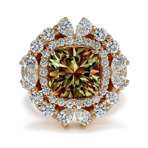 Zultanite Ring with D Flawless Diamonds set in 18K Yellow Gold