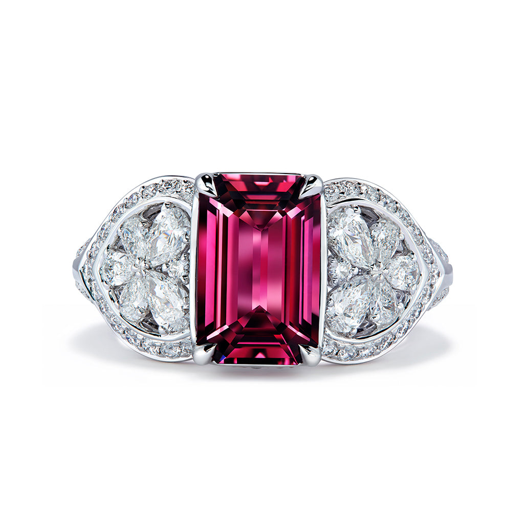 Ceylon Pink Spinel Ring with D Flawless Diamonds set in 18K White Gold