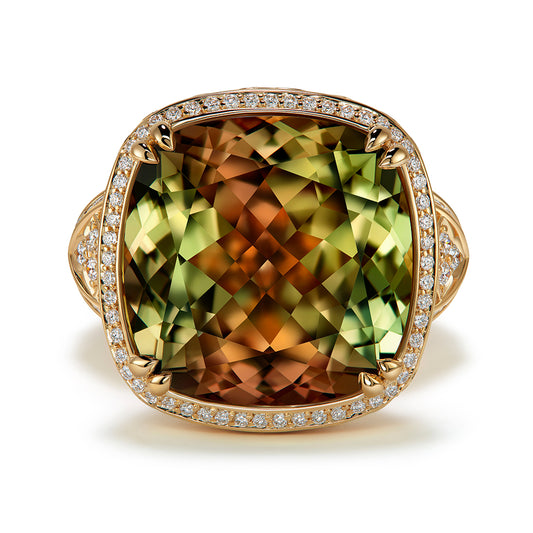 Zultanite Ring with D Flawless Diamonds set in 18K Yellow Gold